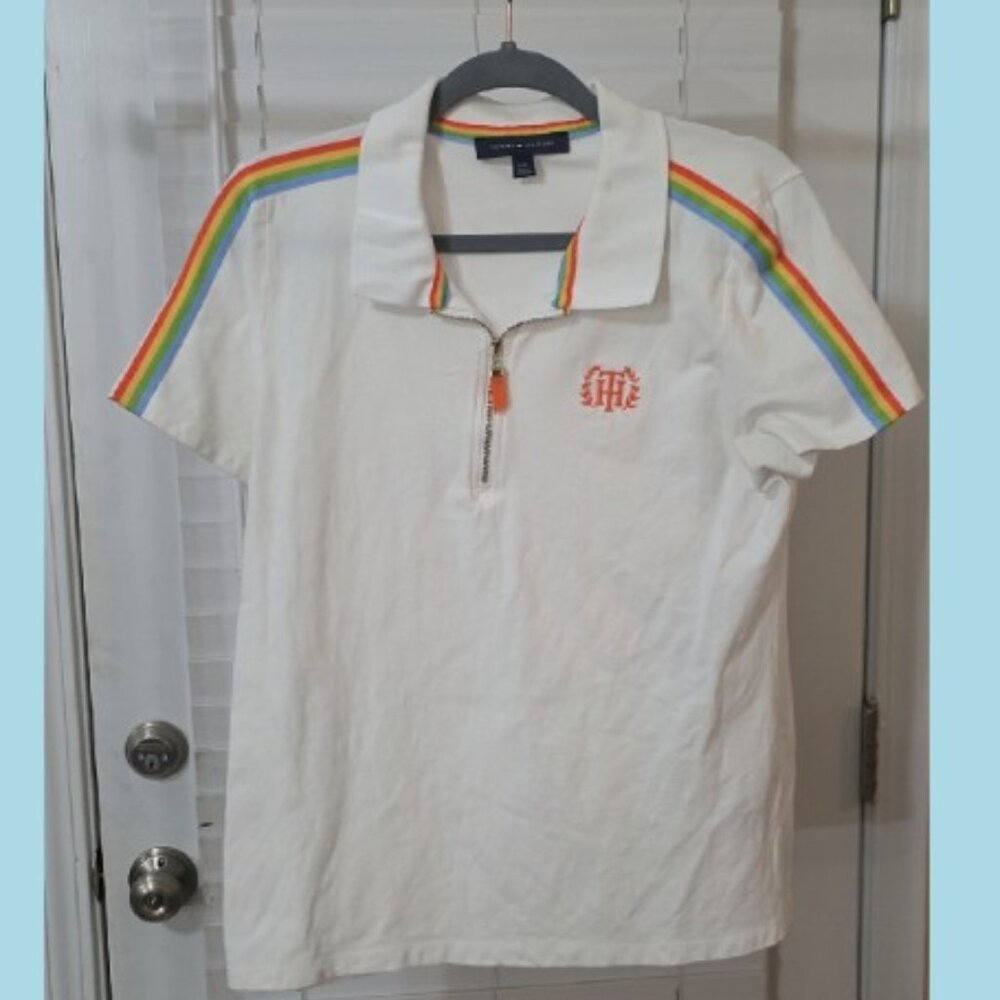 Tommy Hilfiger Medium Junior's zip polo shirt white